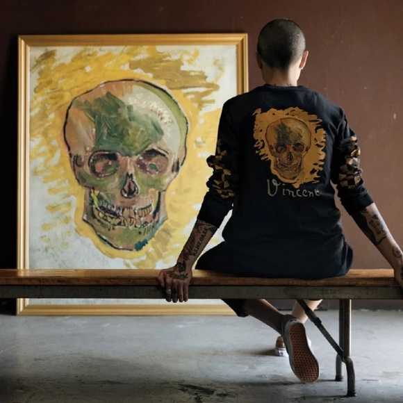 VANS x Van Gogh Museum • Skull Tee long sleeve shirt black yellow limited ed - Picture 12 of 16